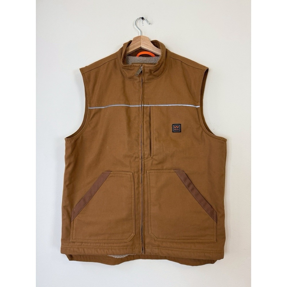 Walls Super Duck Lined Insulated Brown Zip Up Workwear Vest NWT - Large